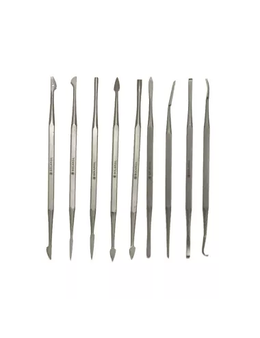 Kit de 9 outils inox pour céramique KIT9OUTILSINOX – 18 embouts de sculpture