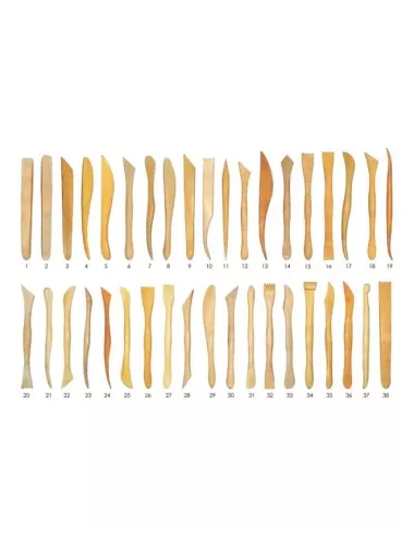 EBAUCHOIRS EN BUIS DE 16 CM - LOT DE 38 U ASSORTIES -