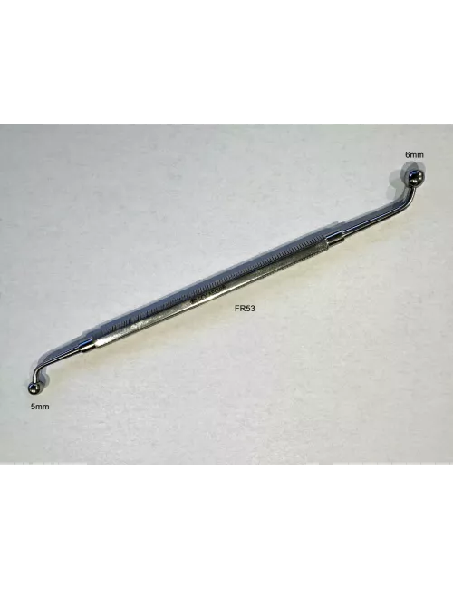 OUTIL INOX DOUBLE COUDE 165 MM AVEC EMBOUT BOULE 3 ET 2 MM - FR53