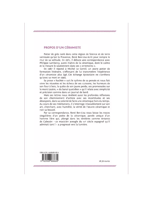 LIVRE PROPOS D'UN CÉRAMISTE
