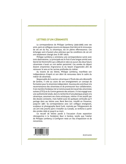 LIVRE LETTRES D'UN CÉRAMISTE